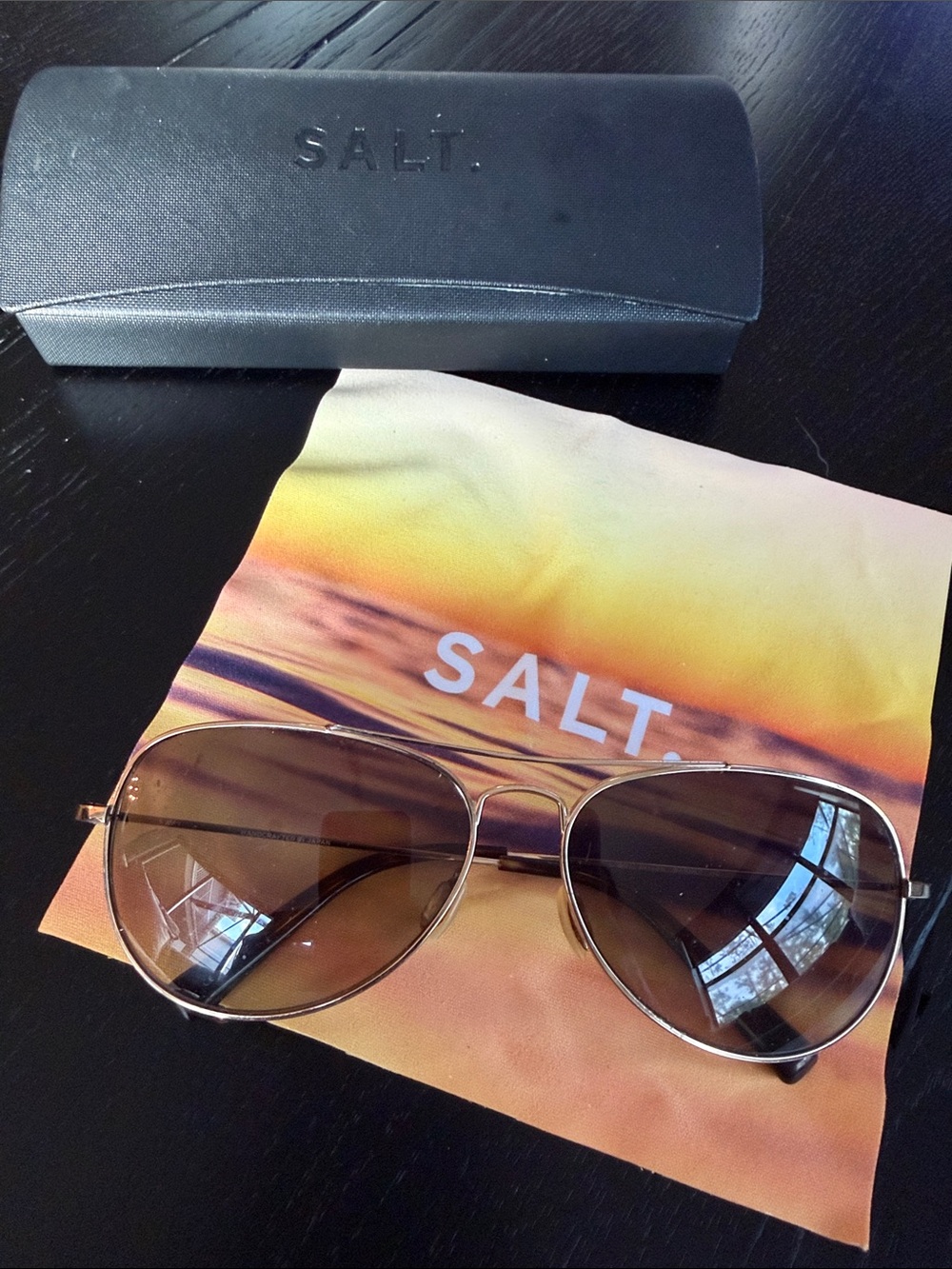 SALT. Unisex Aviator Sunglasses in Brown Gradient Lenses